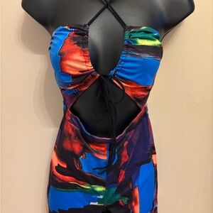 Multicolor Halter Dress